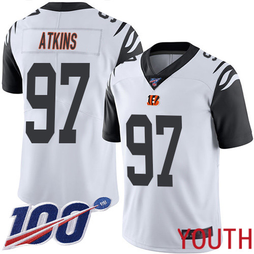 Cincinnati Bengals Limited White Youth Geno Atkins Jersey NFL Footballl #97 100th Season Rush Vapor Untouchable->youth nfl jersey->Youth Jersey